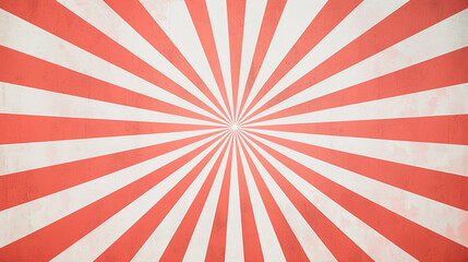 Fototapeta premium Abstract geometric composition with radiating white sunburst lines over coral background, soft diffused top-left lighting, balanced symmetry for clean modern editorial presentation