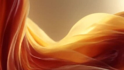 Swirling folds of translucent, amber-colored fabric create undulating shapes. - Powered by Adobe