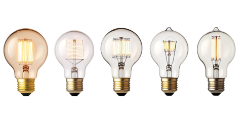 Vintage-style LED light bulbs in various tones