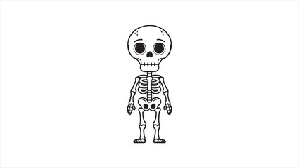 A black and white drawing of a skeleton