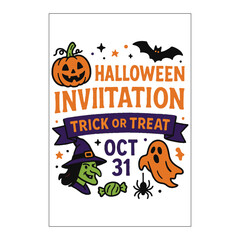 Halloween Colored Invitation Label Design