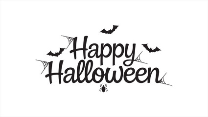 A simple, minimalist Halloween design with the words "Happy Halloween" written in a playful, cursive font.