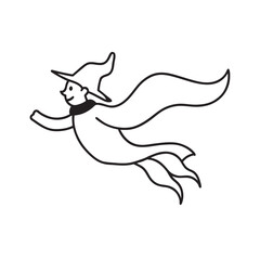 Witch With Long Flying Scarf