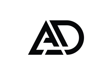 A black and white logo featuring the letters a and d in a stylized format