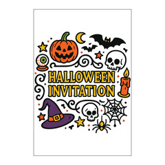Halloween Colored Invitation Label Design
