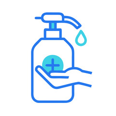 Antiseptic Hand Sanitizer Dispenser with Liquid Droplet and Hand Washing Icon for Hygiene and Cleanliness