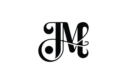 A stylized black and white monogram logo featuring the letters j and m