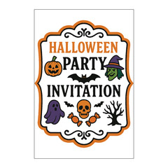 Halloween Colored Invitation Label Design