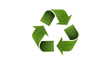 Eco-Friendly Concept: Leafy Arrows Forming the Recycle Symbol on White Background