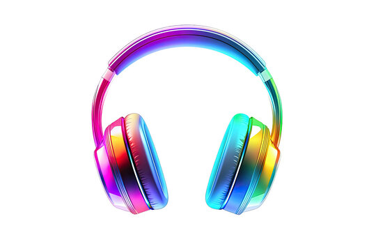 Vibrant, colorful headphones against a dark background