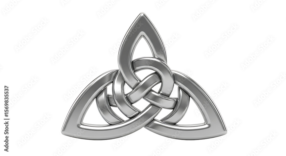 Fototapete elegant 3d rendering of a metallic celtic knot on white background creating minimalist design
