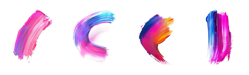 Vibrant strokes of acrylic paint dancing in a symphony of color on transparent background Generative AI