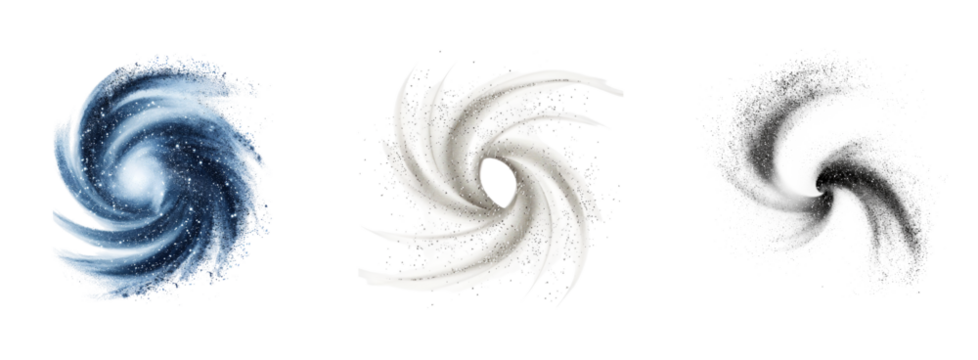 Abstract swirling shapes a represent space, time, matter transparent background  