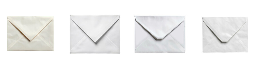 Square envelopes, a cream or off three pure transparent background Generative AI