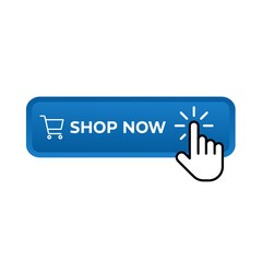 shop now – blue rectangular 3D button – vector illustration
