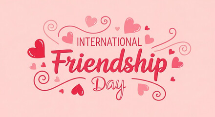 International Friendship Day with Hearts and Elegant Script