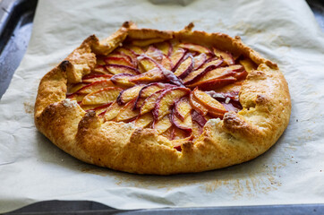 cottage cheese galette, peach pie