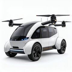 Futuristic air taxi concept: an innovative design showcasing autonomous urban mobility on white background