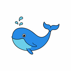 Obraz premium Blue Whale with Water Spout and Joyful Expression