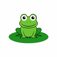 Green Frog Sitting on a Lilypad with Big Eyes and Smile