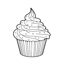 Cupcake illustration in black and white