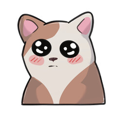 Cute Cartoon Cat with Big Eyes and Blush