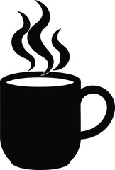 Steam rising from hot mug vector silhouette  