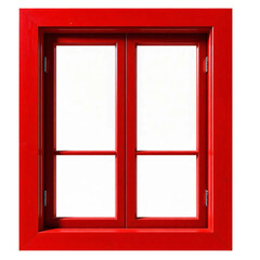 Red wooden window frame isolated on transparent background