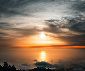 Sunset above the sea in La Palma, Canary Islands