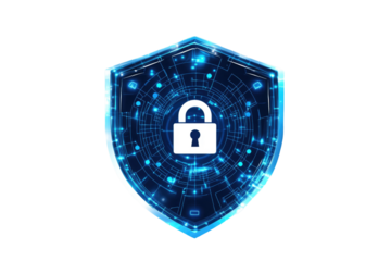 Abstract shield with a lock, digital circuit design