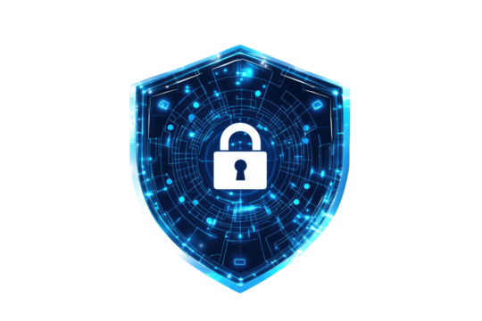 Abstract shield with a lock, digital circuit design