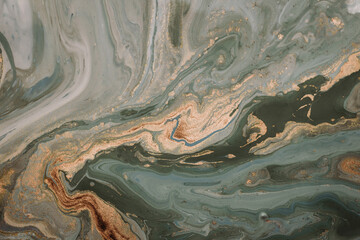 Abstract Marble Texture Background green golden splashes
