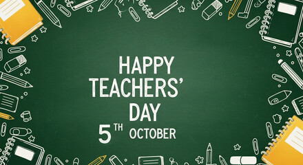 Happy Teachers' Day 5th October Chalkboard Design