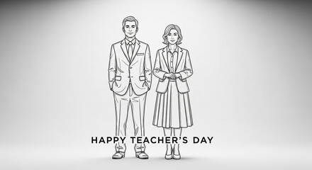 Happy Teacher's Day Minimalist Line Art Design