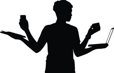 Always Busy Bragger Silhouette - Multitasking Chaos