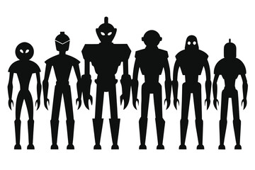 Silhouettes of people walking and standing in various poses vector illustration