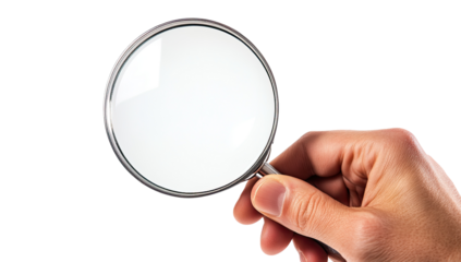 Hand holding magnifying glass