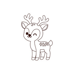 Happy Deer Line Style Vector