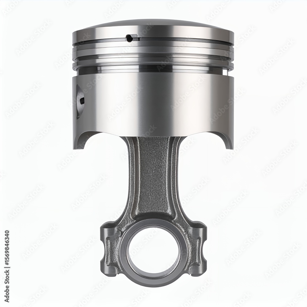 Fototapete engine piston component representation, automotive part engineering, mechanical element isolated on 