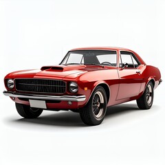 Fototapeta premium A vibrant red vintage coupe showcases automotive elegance and power on white background