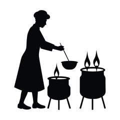 Candle Maker Crafting Wax Silhouette Vector Illustration