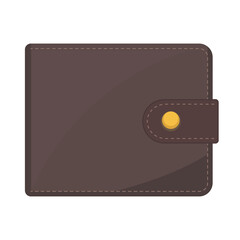 Brown Leather Wallet with Button Strap Vector Illustration. This is a clean and minimalistic flat vector illustration of a closed brown leather wallet.