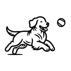 Golden Retriever chasing a ball