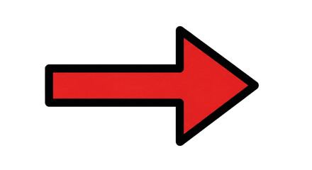A red arrow pointing to the right with a black outline on a black background in a simple graphic