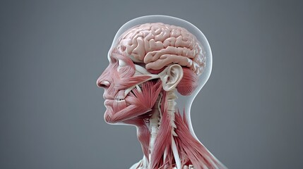 3 D Human Anatomy Head Muscles Brain Side Profile image