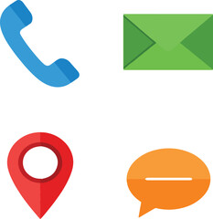 Colorful Flat Design Communication and Contact Icon Set