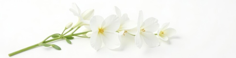 Fototapeta premium Delicate white tuberose sprig isolated on pure white background , floral, closeup, summer