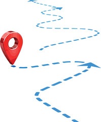 3D Map Pin with Dashed Line Route for Navigation and Travel
