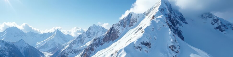 Obraz premium Massive snow avalanche cascading down steep mountain slope, cliff, disaster