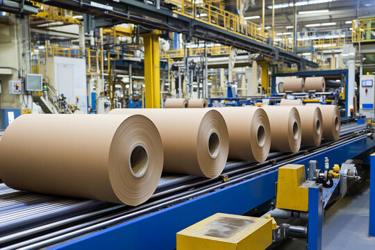 High-quality large paper towel rolls in a manufacturing facility Generative AI